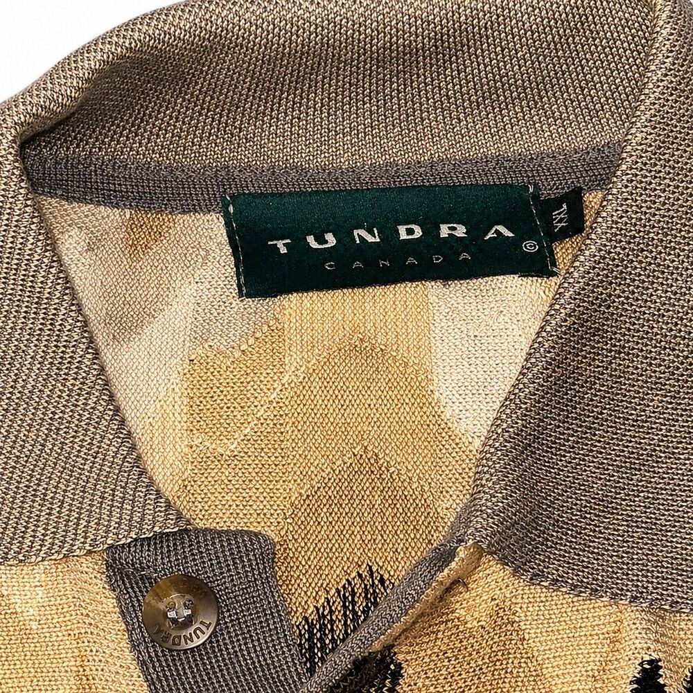 Vintage Tundra Canada XXL Cotton Chevron Knit Polo Sweater Made Canada - Picture 6 of 9
